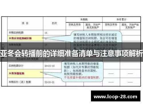 亚冬会转播前的详细准备清单与注意事项解析